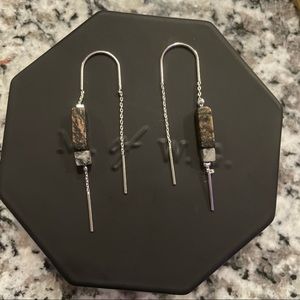 Genuine Stone Threaded Dangle Earrings